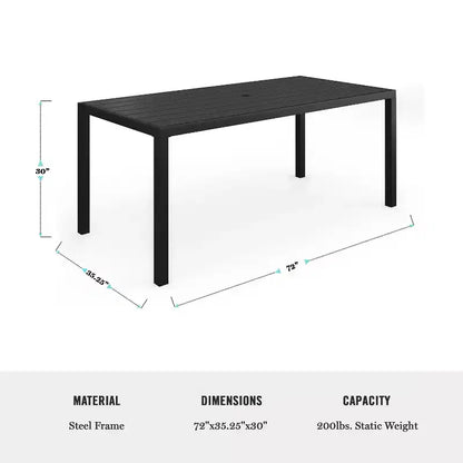 Ensemble de salle à manger d'extérieur 9 pièces Martha Stewart avec 8 chaises empilables et table de 71 pouces, en acier noir
