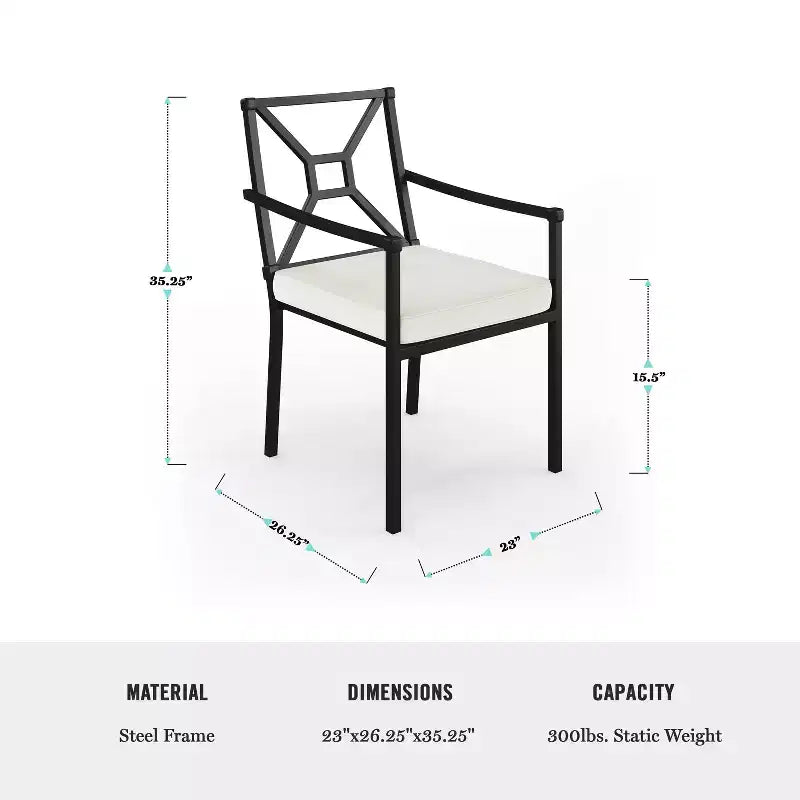 Ensemble de salle à manger d'extérieur 9 pièces Martha Stewart avec 8 chaises empilables et table de 71 pouces, en acier noir