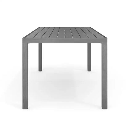 Ensemble de salle à manger d'extérieur Martha Stewart Bedford avec table de 180 cm et 8 chaises avec finition en aluminium brossé aspect bois et coussins résistants aux intempéries