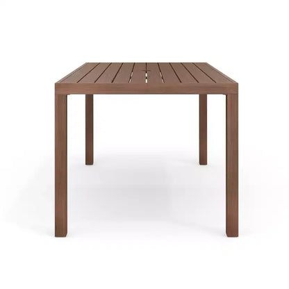 Ensemble de patio intérieur/extérieur Martha Stewart Bedford avec table de 62 po et 6 chaises de salle à manger avec finition en aluminium brossé imitation bois et coussins toutes saisons