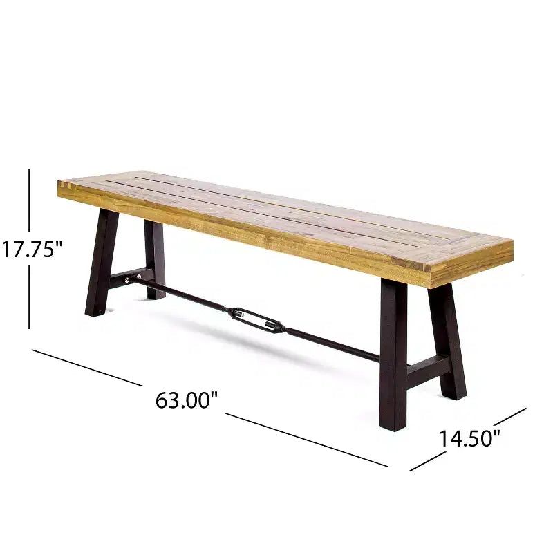 GDFStudio Latona Set da Pranzo da Esterno a 6 Pezzi in Legno di Acacia e Vimini con Panca, Teak/Crema