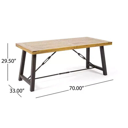 GDFStudio Malic Set da Pranzo da Esterno a 7 Pezzi in Legno di Acacia e Vimini con Cuscini, Crema/Teak
