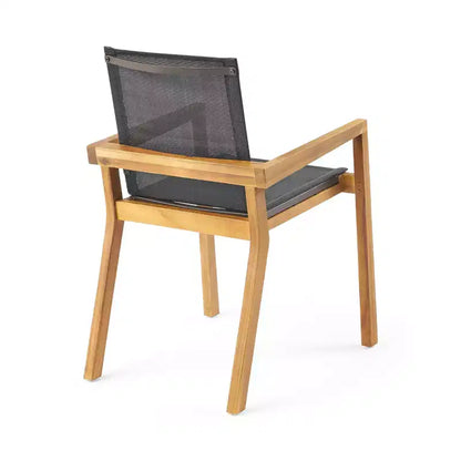 Christopher Knight Home Lemyra Set da pranzo da 7 pezzi in mesh e legno di acacia per esterni, teak/nero