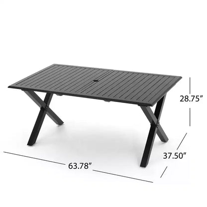 Christopher Knight Home Rogge - Ensemble de salle à manger extensible 7 pièces en osier et aluminium avec coussins, marron clair/noir mat