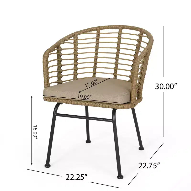 Christopher Knight Home Rogge - Ensemble de salle à manger extensible 7 pièces en osier et aluminium avec coussins, marron clair/noir mat
