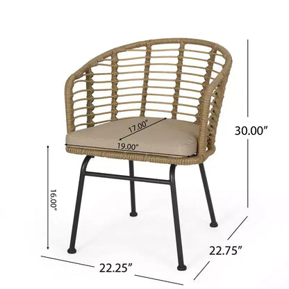 Christopher Knight Home Rogge - Ensemble de salle à manger extensible 7 pièces en osier et aluminium avec coussins, marron clair/noir mat