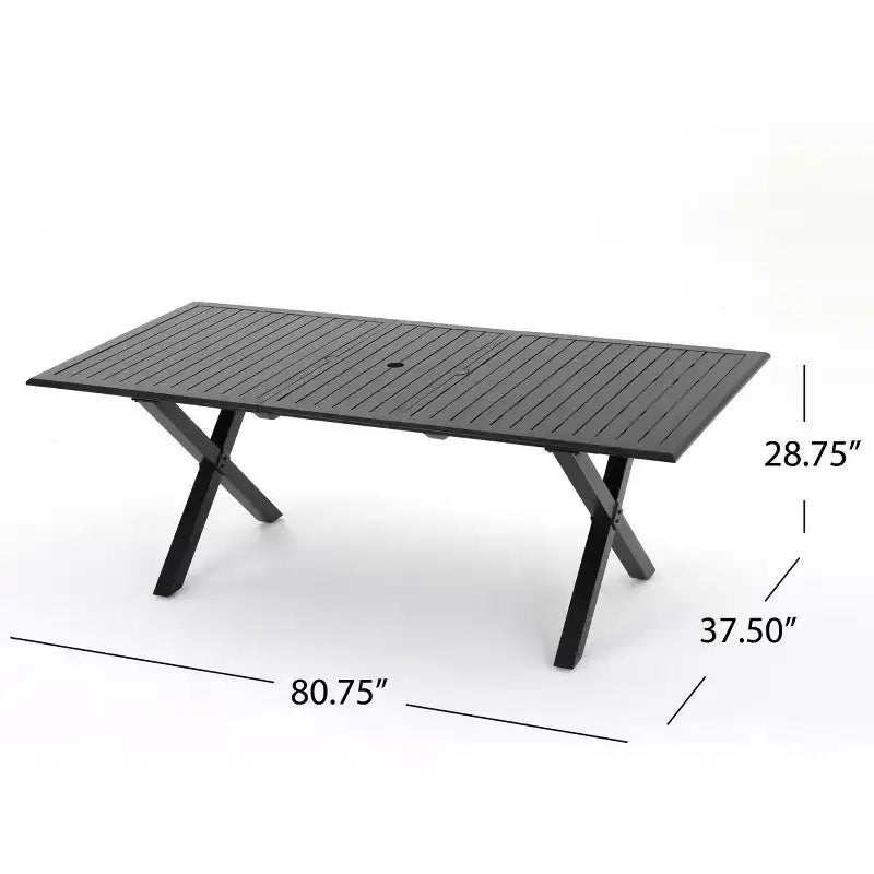 Christopher Knight Home Rogge - Ensemble de salle à manger extensible 7 pièces en osier et aluminium avec coussins, marron clair/noir mat