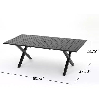 Christopher Knight Home Rogge - Ensemble de salle à manger extensible 7 pièces en osier et aluminium avec coussins, marron clair/noir mat