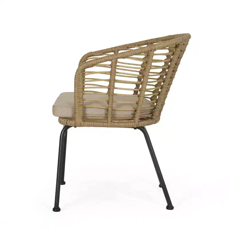 Christopher Knight Home Rogge - Ensemble de salle à manger extensible 7 pièces en osier et aluminium avec coussins, marron clair/noir mat