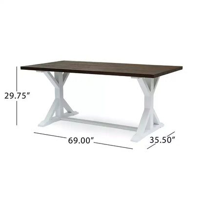 Christopher Knight Home Shalimar Ensemble de salle à manger 7 pièces en bois d'acacia d'extérieur, marron foncé et blanc