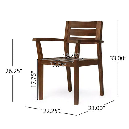 Christopher Knight Home Shalimar Ensemble de salle à manger 7 pièces en bois d'acacia d'extérieur, marron foncé et blanc