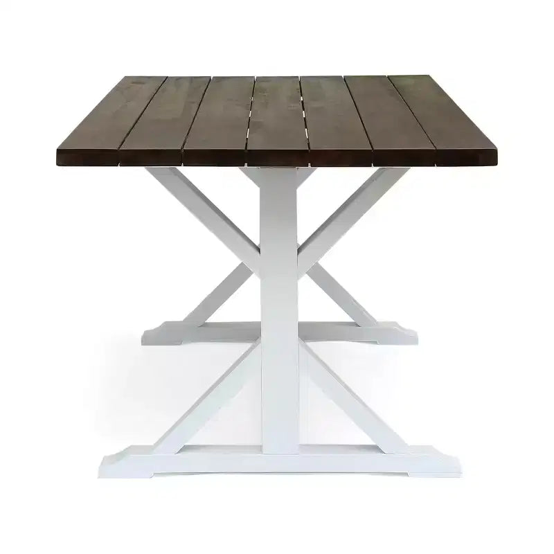 Christopher Knight Home Shalimar Ensemble de salle à manger 7 pièces en bois d'acacia d'extérieur, marron foncé et blanc