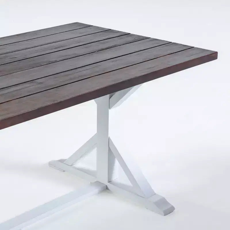 Christopher Knight Home Shalimar Ensemble de salle à manger 7 pièces en bois d'acacia d'extérieur, marron foncé et blanc