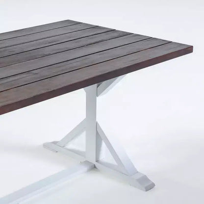 Christopher Knight Home Shalimar Ensemble de salle à manger 7 pièces en bois d'acacia d'extérieur, marron foncé et blanc