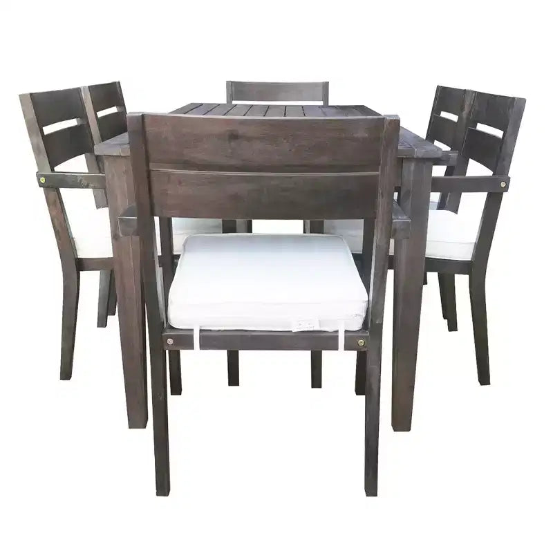 Ensemble de salle à manger d'extérieur 7 pièces Whisen - 6 places, table et chaises de jardin en bois d'extérieur, ensembles de meubles de patio résistants aux intempéries