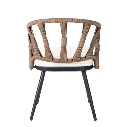 Ensemble extérieur contemporain Whisen avec chaises en rotin PE et table en bois synthétique, idéal pour les jardins et les pelouses