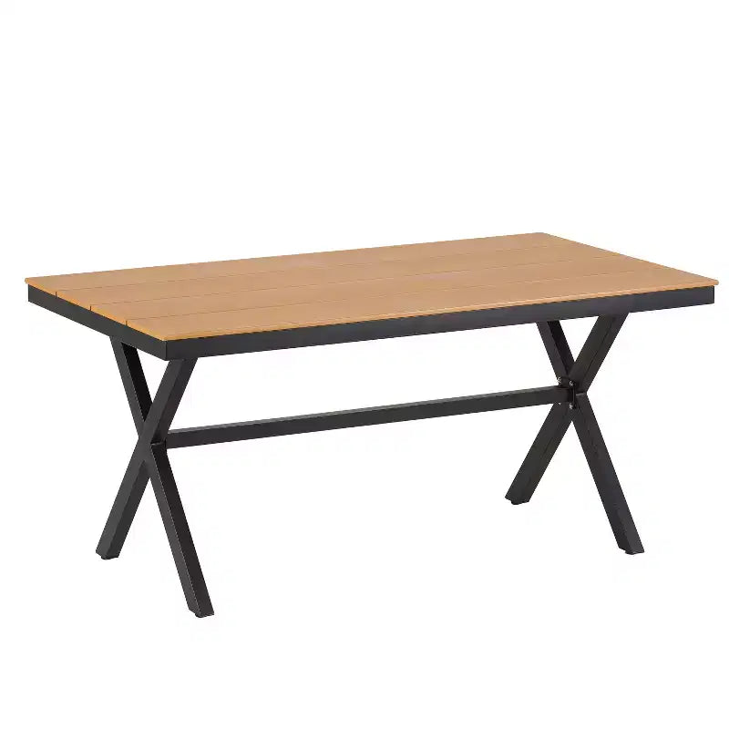 Ensemble extérieur contemporain Whisen avec chaises en rotin PE et table en bois synthétique, idéal pour les jardins et les pelouses