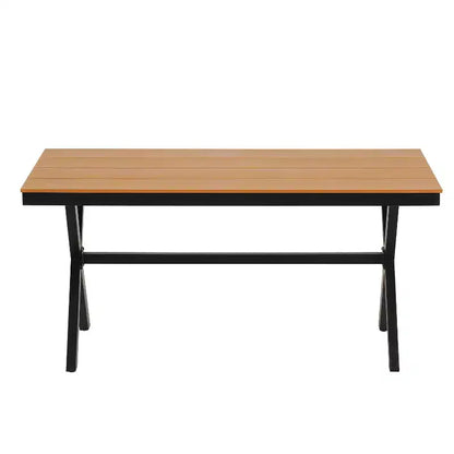 Ensemble extérieur contemporain Whisen avec chaises en rotin PE et table en bois synthétique, idéal pour les jardins et les pelouses