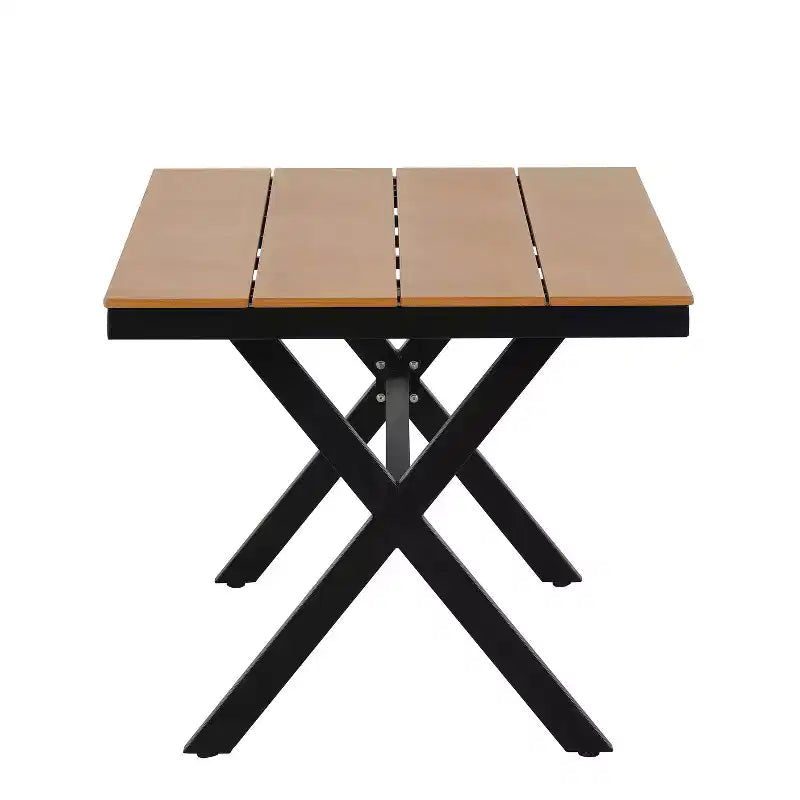 Ensemble extérieur contemporain Whisen avec chaises en rotin PE et table en bois synthétique, idéal pour les jardins et les pelouses