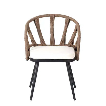Ensemble extérieur contemporain Whisen avec chaises en rotin PE et table en bois synthétique, idéal pour les jardins et les pelouses
