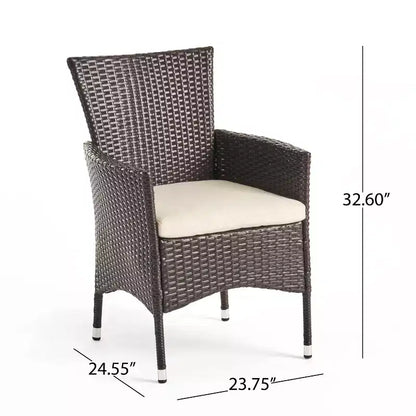 Christopher Knight Home Coronados Ensemble repas d'extérieur 5 pièces en bois d'acacia et osier avec coussins