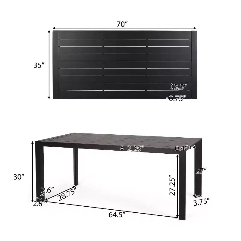 Ensemble de salle à manger d'extérieur 7 pièces en maille et aluminium Naop de Christopher Knight Home, noir
