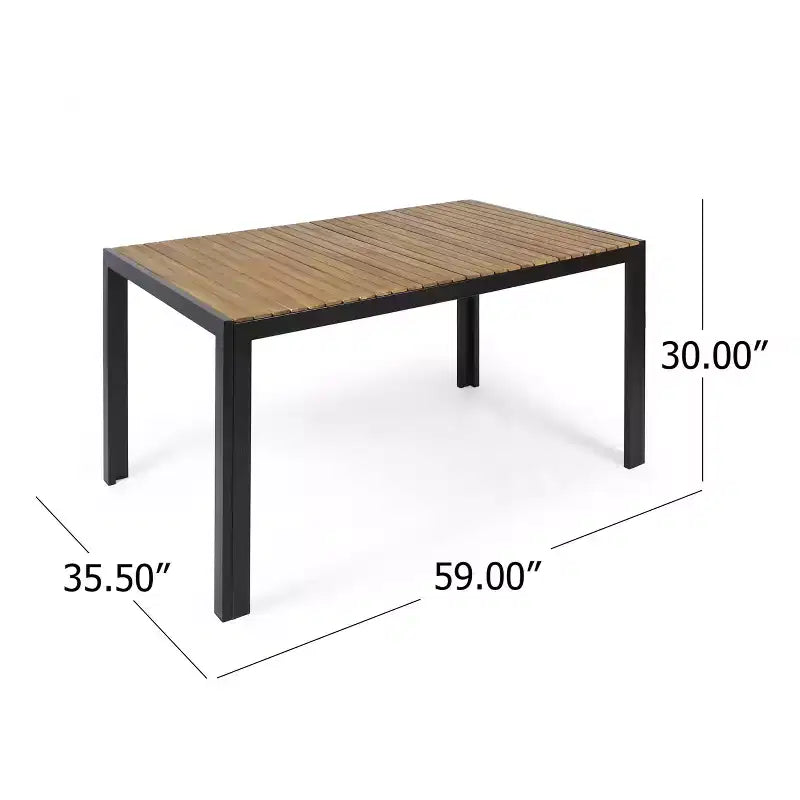 Christopher Knight Home Flora Ensemble repas 7 pièces d'extérieur en bois d'acacia et résine, noir et teck