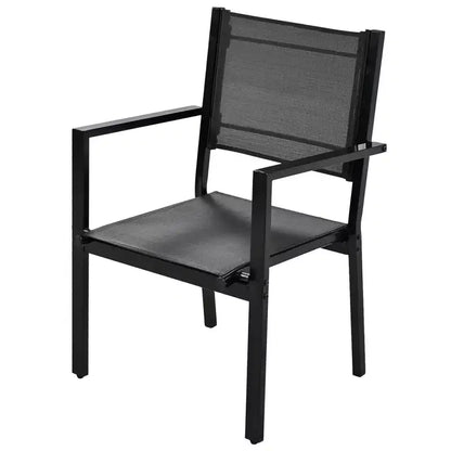Ensemble table et chaises de salle à manger d'extérieur 7 pièces Whisen en acier résistant aux intempéries, ensemble de salle à manger de patio pour balcon, arrière-cour