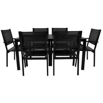 Ensemble table et chaises de salle à manger d'extérieur 7 pièces Whisen en acier résistant aux intempéries, ensemble de salle à manger de patio pour balcon, arrière-cour