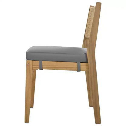 Ensemble de table et de chaises de salle à manger d'extérieur en bois d'acacia multi-personnes Whisen, coussins épais, convient pour balcon, cour et jardin.