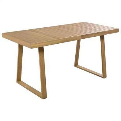 Ensemble de table et de chaises de salle à manger d'extérieur en bois d'acacia multi-personnes Whisen, coussins épais, convient pour balcon, cour et jardin.