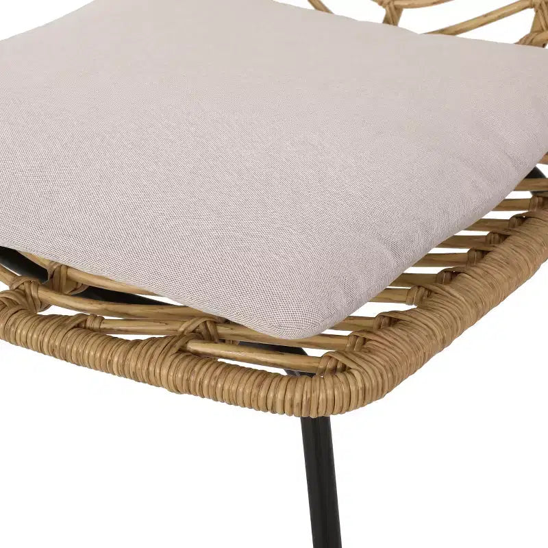GDFStudio Beaver Set da pranzo da esterno a 7 pezzi in vimini e legno di acacia, marrone chiaro/beige