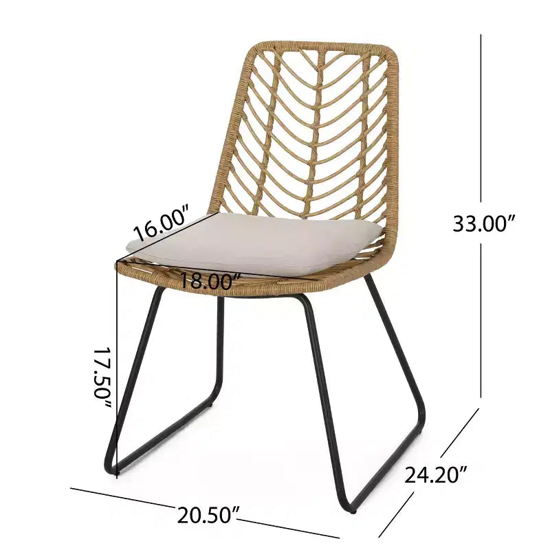 GDFStudio Beaver Set da pranzo da esterno a 7 pezzi in vimini e legno di acacia, marrone chiaro/beige
