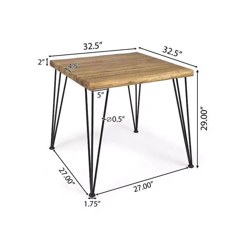 Christopher Knight Home Clayton Ensemble de salle à manger d'extérieur 5 pièces en bois d'acacia et osier avec coussins, Teck/Marron multicouleur