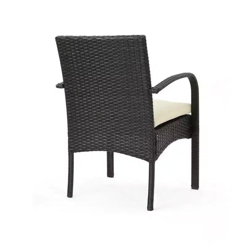 Christopher Knight Home Clayton Ensemble de salle à manger d'extérieur 5 pièces en bois d'acacia et osier avec coussins, Teck/Marron multicouleur