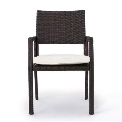 Christopher Knight Home Aisha Ensemble de salle à manger d'extérieur 6 pièces en osier et aluminium avec banc, marron/multicolore