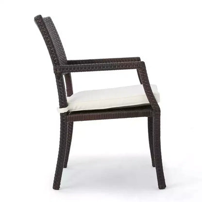 Christopher Knight Home Aisha Ensemble de salle à manger d'extérieur 6 pièces en osier et aluminium avec banc, marron/multicolore