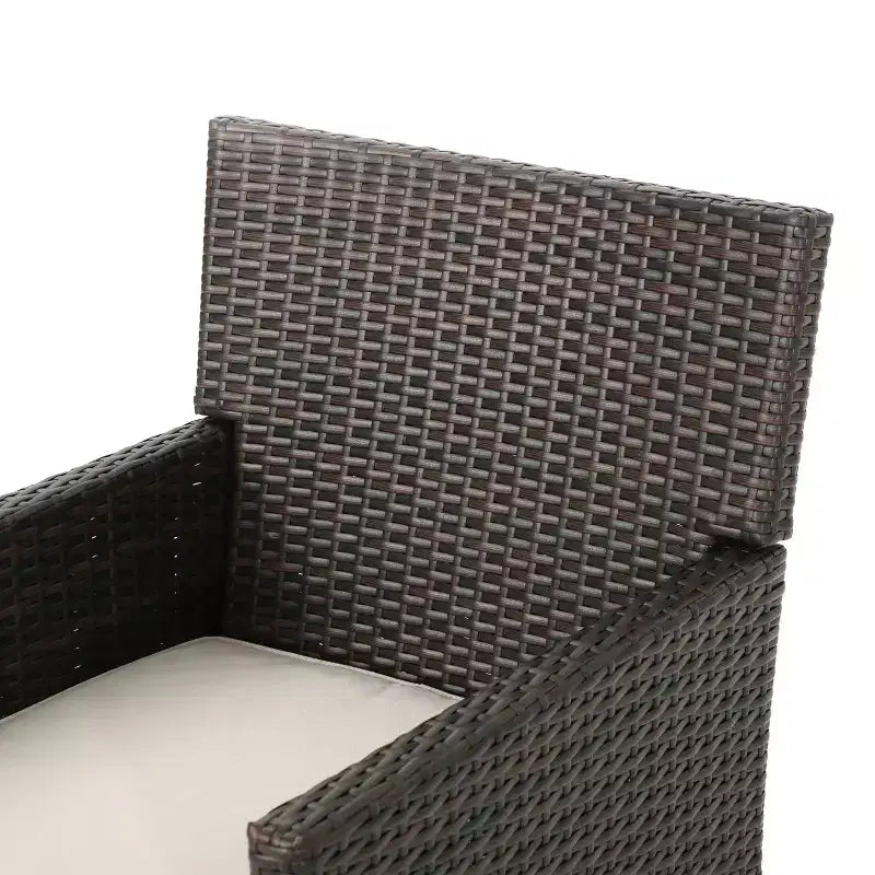 Christopher Knight Home Wes Set da pranzo da esterno a 5 pezzi in legno di acacia e vimini con cuscini