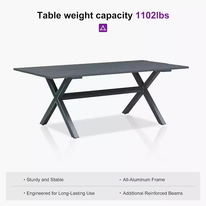 Ensemble de salle à manger de patio en osier toutes saisons, table et chaises d'extérieur en aluminium PURPLE LEAF, ensemble de meubles modernes pour la cuisine et le jardin