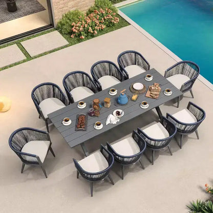 PURPLE LEAF Patio Dining Set All-Weather Wicker Aluminium Outdoor Table and Chairs Set for Backyard Decor Kitchen Modern Furniture Set