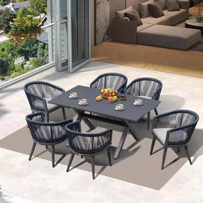 Ensemble de salle à manger de patio en osier toutes saisons, table et chaises d'extérieur en aluminium PURPLE LEAF, ensemble de meubles modernes pour la cuisine et le jardin