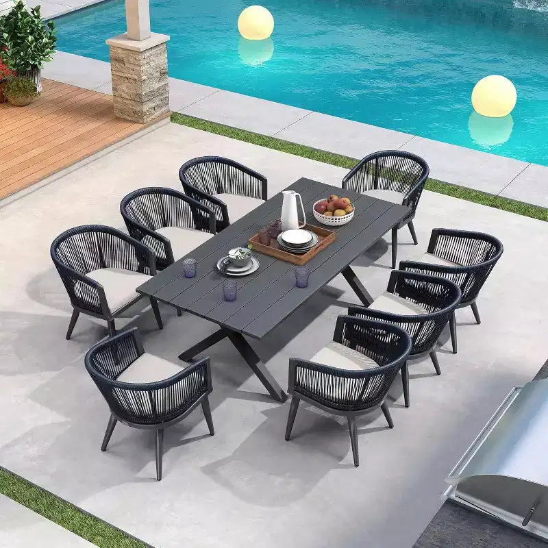 Ensemble de salle à manger de patio en osier toutes saisons, table et chaises d'extérieur en aluminium PURPLE LEAF, ensemble de meubles modernes pour la cuisine et le jardin