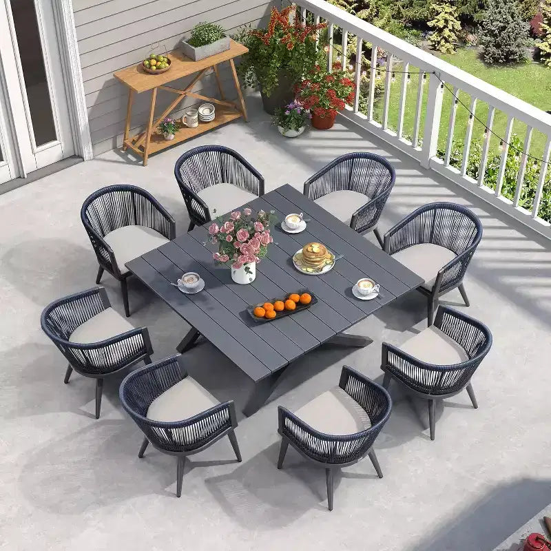 Ensemble de salle à manger de patio en osier toutes saisons, table et chaises d'extérieur en aluminium PURPLE LEAF, ensemble de meubles modernes pour la cuisine et le jardin