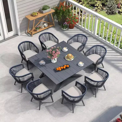Ensemble de salle à manger de patio en osier toutes saisons, table et chaises d'extérieur en aluminium PURPLE LEAF, ensemble de meubles modernes pour la cuisine et le jardin