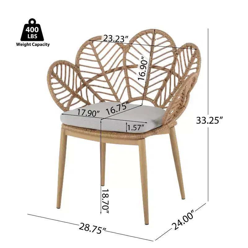 Christopher Knight Home Conrad - Ensemble de salle à manger d'extérieur 7 pièces en rotin, métal et bois d'acacia au motif floral