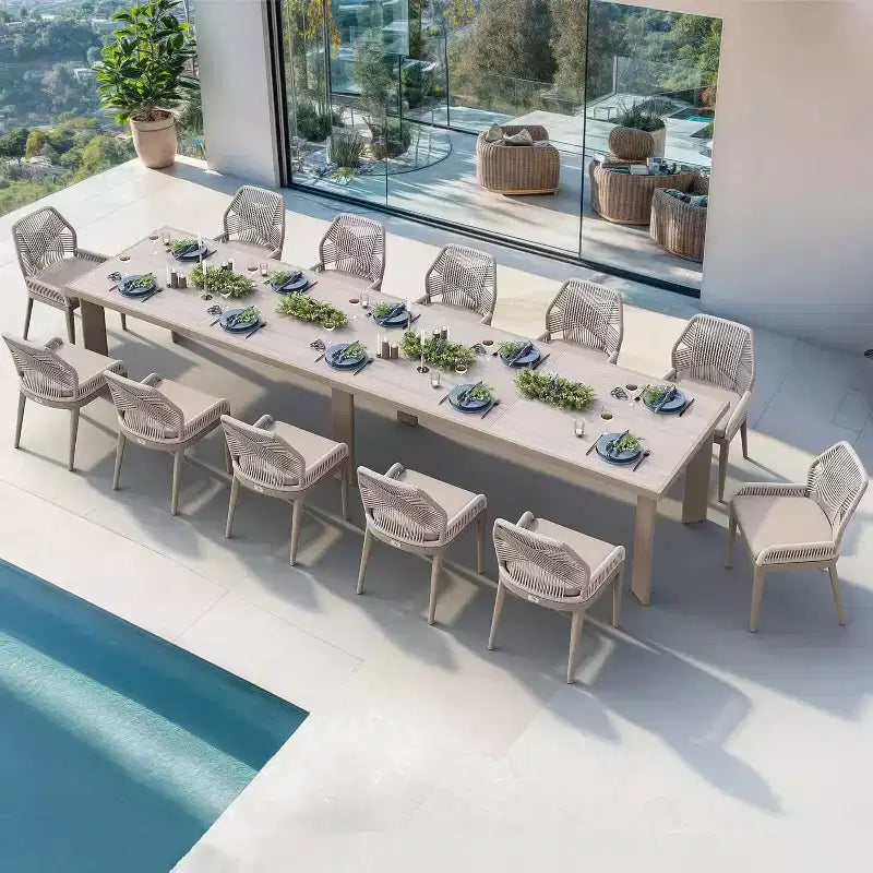 PURPLE LEAF Ensemble repas de jardin Table en métal et chaises en rotin tressé pour l'extérieur, le patio, le jardin, la cuisine - Meubles d'extérieur modernes