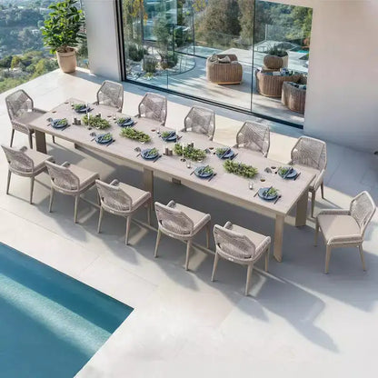 PURPLE LEAF Ensemble repas de jardin Table en métal et chaises en rotin tressé pour l'extérieur, le patio, le jardin, la cuisine - Meubles d'extérieur modernes