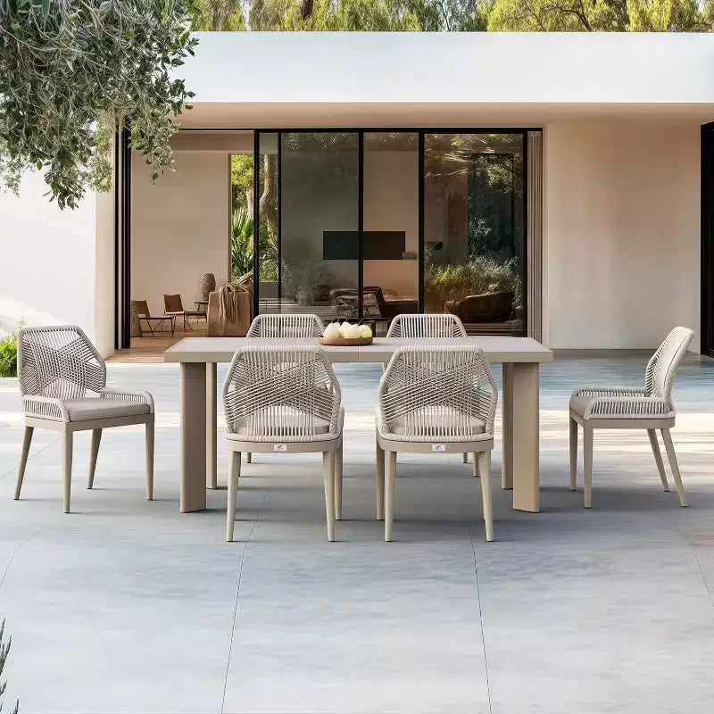 PURPLE LEAF Ensemble repas de jardin Table en métal et chaises en rotin tressé pour l'extérieur, le patio, le jardin, la cuisine - Meubles d'extérieur modernes