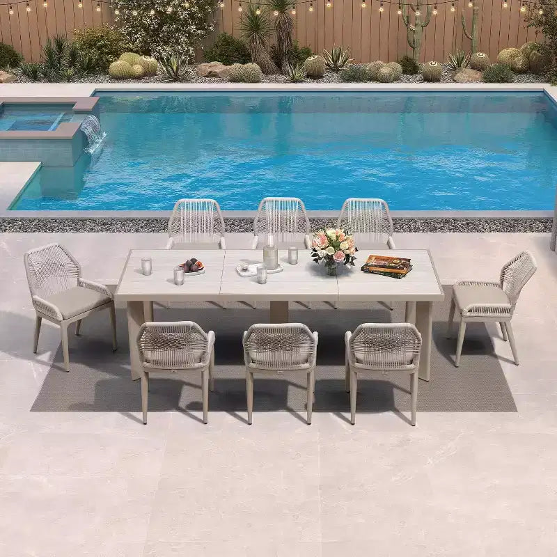 PURPLE LEAF Ensemble repas de jardin Table en métal et chaises en rotin tressé pour l'extérieur, le patio, le jardin, la cuisine - Meubles d'extérieur modernes