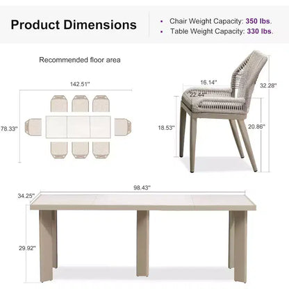 PURPLE LEAF Ensemble repas de jardin Table en métal et chaises en rotin tressé pour l'extérieur, le patio, le jardin, la cuisine - Meubles d'extérieur modernes